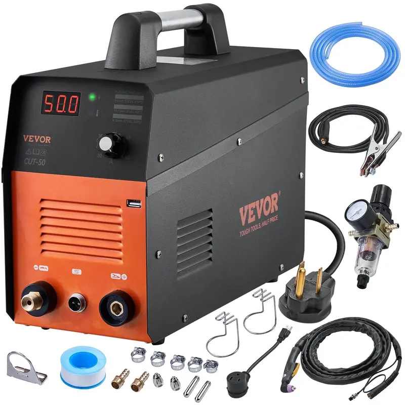 Plasma Cutter, 50Amp, Air Cutting Machine With Plasma Torch, 110V/220V Dual Voltage Ac Igbt Inverter Metal Cutting Equipment For 1/2" Clean Cut Aluminum And Stainless Steel, Black 1