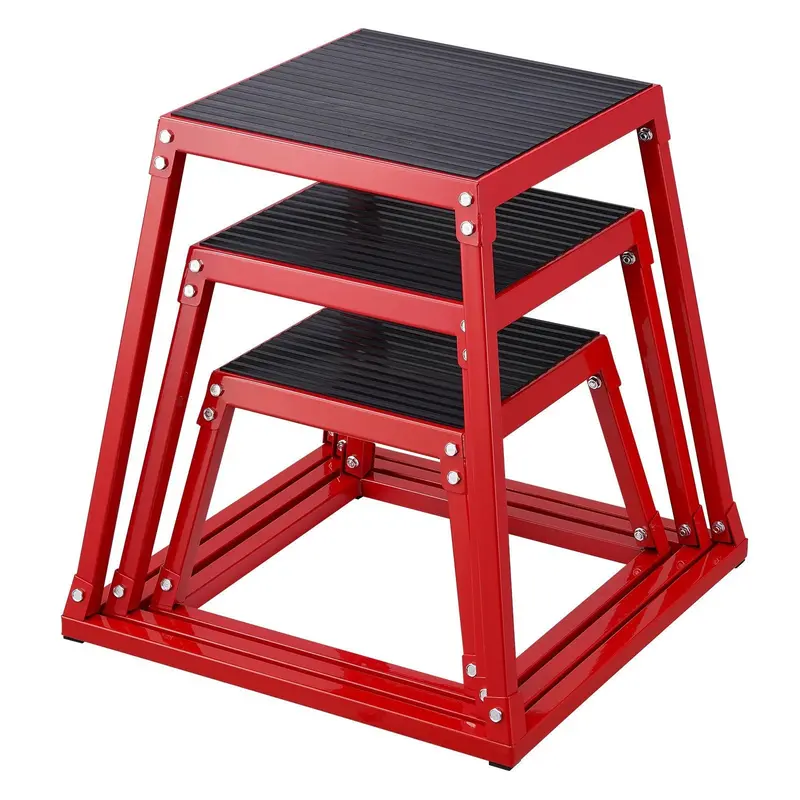 Plyometric Jump Boxes, 12/18/24 Inch Plyo Box, Platform And Jumping Agility Box, Anti-Slip Fitness Exercise Step Up Box Set For Home Gym Training, Conditioning Strength Training, Red 1