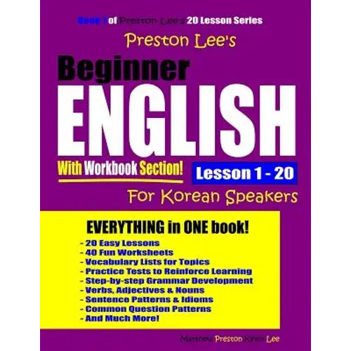 Preston Lee's Beginner English With Workbook Section Lesson 1 - 20 For Korean Speakers - Paperback 1