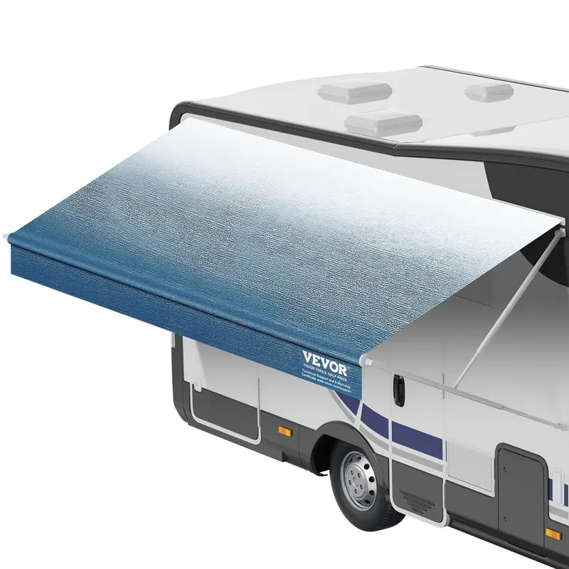Rv Awning Fabric Replacement, 19'2" Fabric Length For 20' Awning, Heavy Duty 3-Ply 16Oz Pvc Camper Awning Fabric, Waterproof & Uv Protection Outdoor Canopy For Rv, Trailer, Motorhome, Blue Fade 1