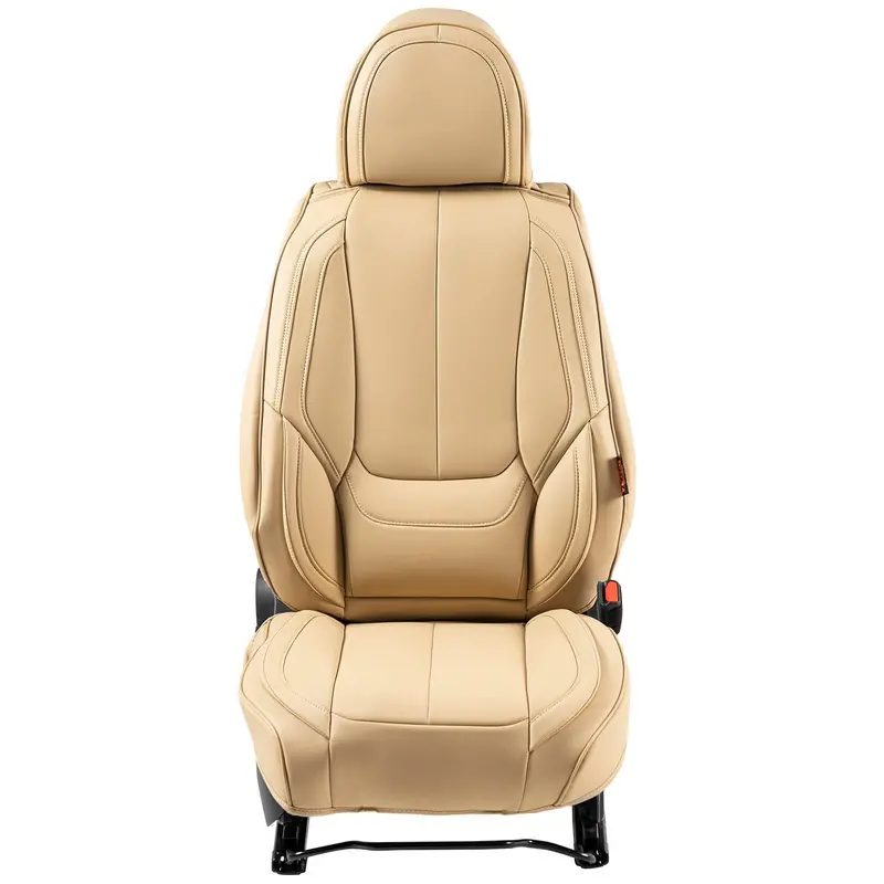 Seat Covers, Universal Car Seat Covers Front Seats, 6Pcs Faux Leather Seat Cover, Full Enclosed Design, Detachable Headrest And Airbag Compatible, For Most Cars Suvs And Trucks Beige 1