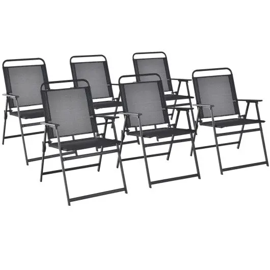 Set Of 2/4/6 Outdoor Folding Chairs With Breathable Seat-Set Of 6 1