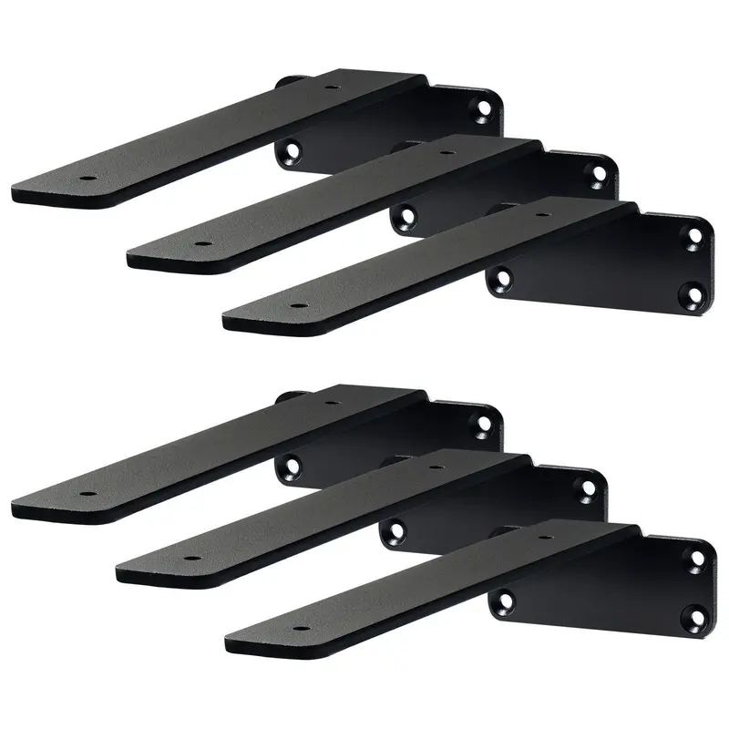 Shelf Bracket, 10'L X 4'W X 1.6'H, 6 Pcs Heavy Duty Floating Shelf Brackets, Brackets For Shelves, 5Mm Thick Matte Black L Shelf Bracket,Steel Shelving Brackets With 160 Lbs Load Capacity 1