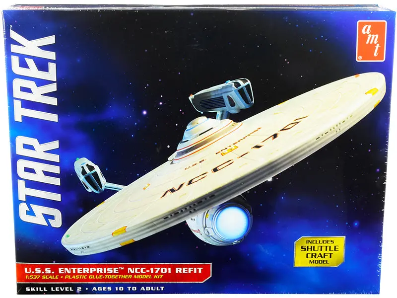 Skill 2 Model Kit U.S.S. Enterprise Ncc-1701 Refit Starship "Star Trek" 1/537 Scale Model By Amt 1