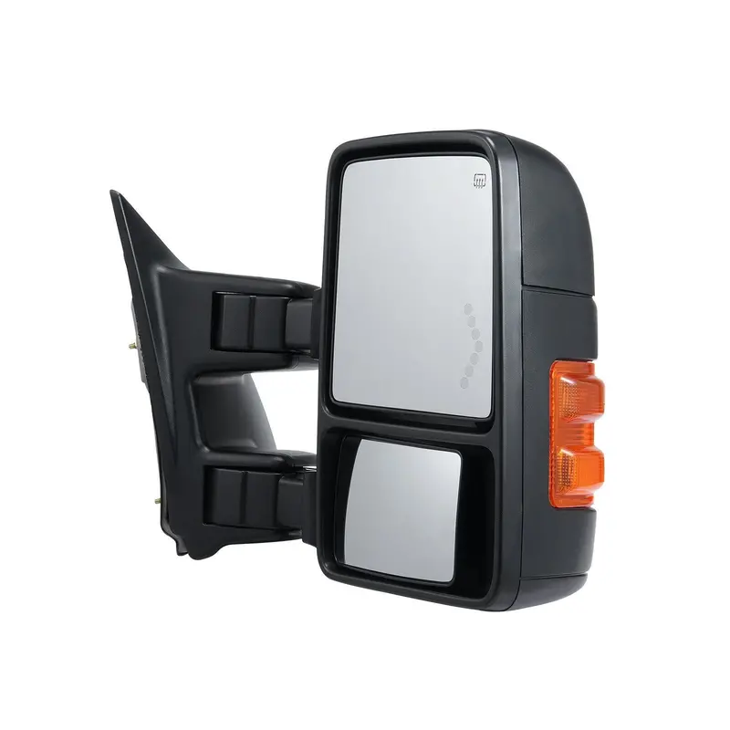 Towing Mirrors, Left & Right Pair Set For 1999-2007 Ford F250 F350 F450 F550, Power Heated With Signal Light, Plane & Convex Glass, Manual Controlling Telescoping Folding, Heating Defrost, Black 1