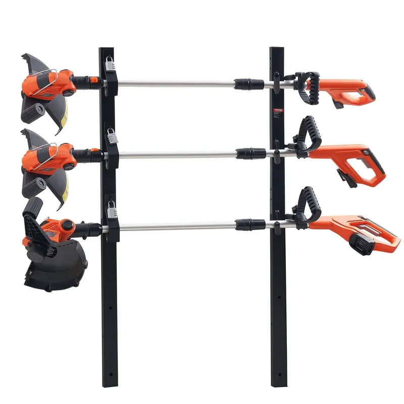 Trimmer Rack, 3 Place Weeder Trimmer Rack, Locking Trim Holder Landscape Trailer Rack Carrier Mount On Open Pickup/Trailer Enclosed Trailers, Pair 1
