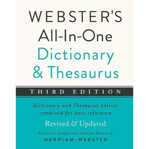 Webster's All-In-One Dictionary And Thesaurus, Third Edition - Hardcover 1
