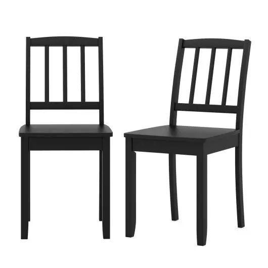 Wood Dining Chair Set Of 2 With Rubber Wood Legs-Black 1