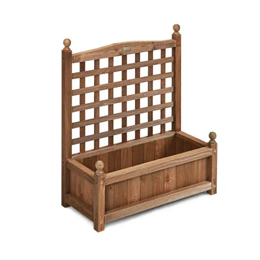 Wood Planter Box With Trellis Weather-Resistant Outdoor 1