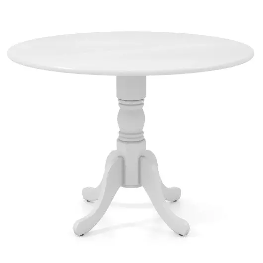 Wooden Dining Table With Round Tabletop And Curved Trestle Legs-White 1