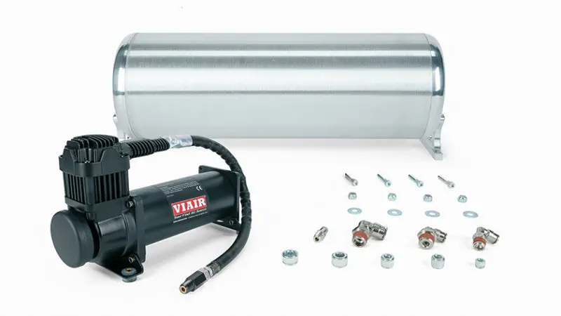 Air Lift 18-Inch Flo Air Tank With Viair 444C Black Compressor – Includes Mounting Hardware & Fittings 1