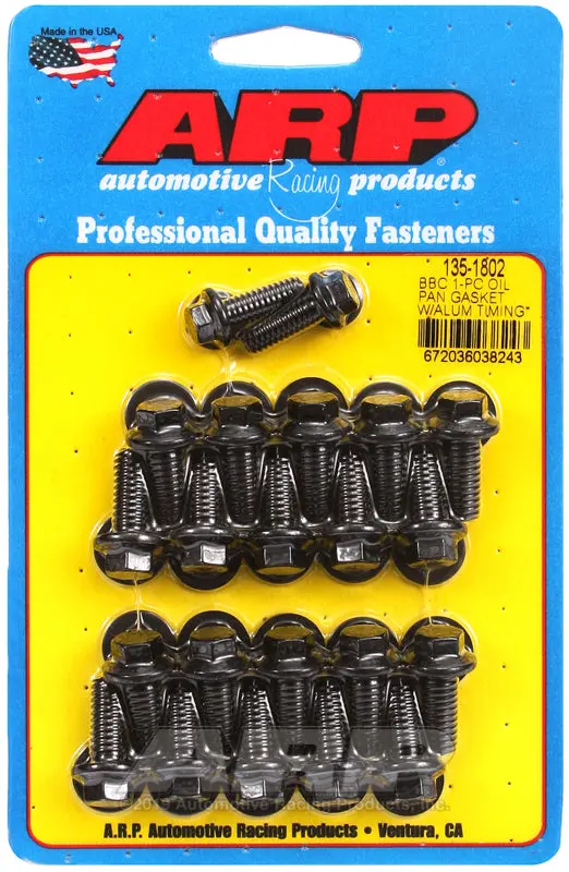 Arp Bb Chevy 1-Pc Oil Pan Gasket W/ Alum Timing Cover Hex Bolt Kit 1