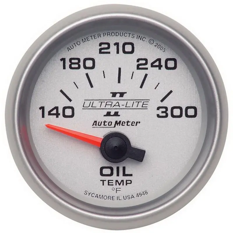 Autometer Ultra-Lite Ii 52Mm Electric Oil Temperature Gauge (140–300°F) 1
