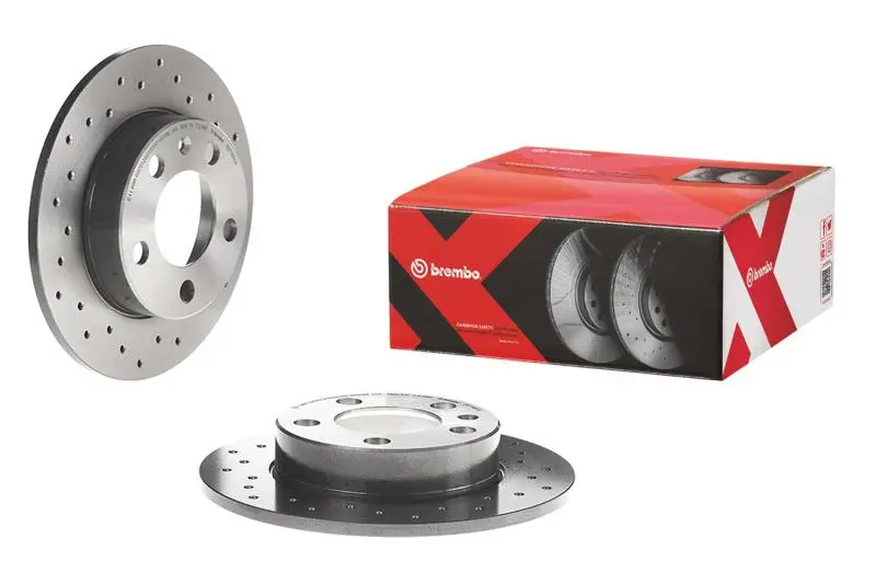 Brembo Premium Rear Brake Rotor – Cross-Drilled & Uv-Coated For 2019 Audi A3 Quattro, Q3 (2019–2020), And Rs3 (2017–2020) 1