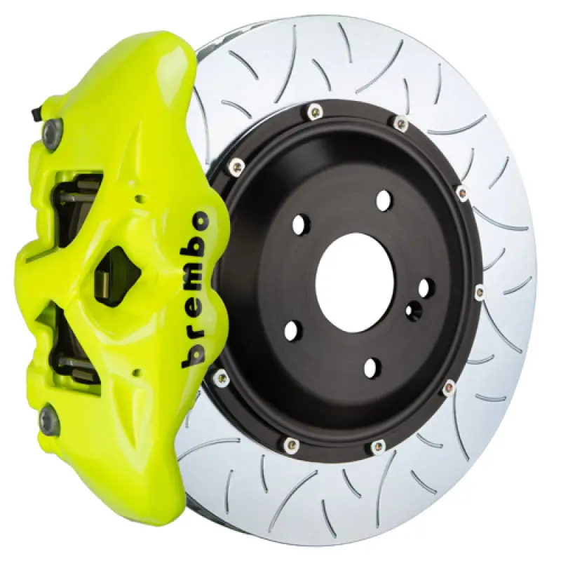 Brembo Rear Gt Big Brake Kit For 2005–2011 G55 & 2012–2018 G63/G65 – 4-Piston Calipers, 380X28Mm Two-Piece Slotted Rotors, Fluorescent Yellow Finish 1