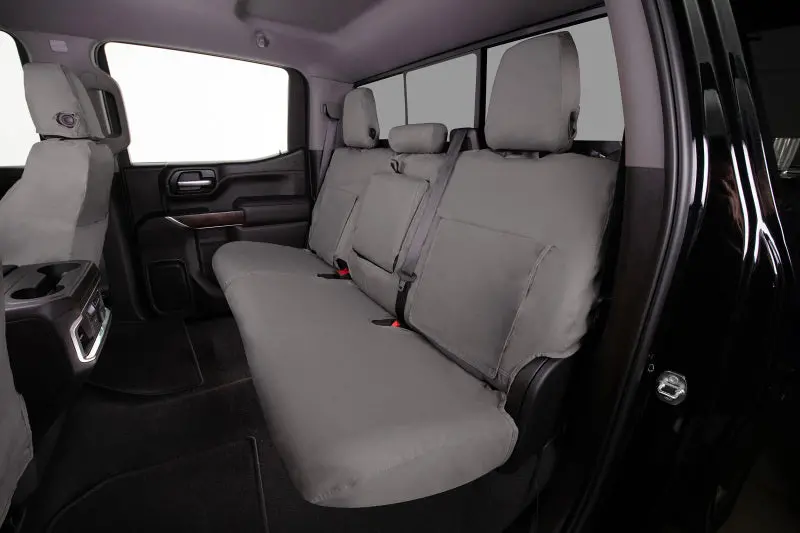 Covercraft Misty Grey Polycotton Custom Seat Covers For 2018–2024 Jeep Wrangler Front Row 1