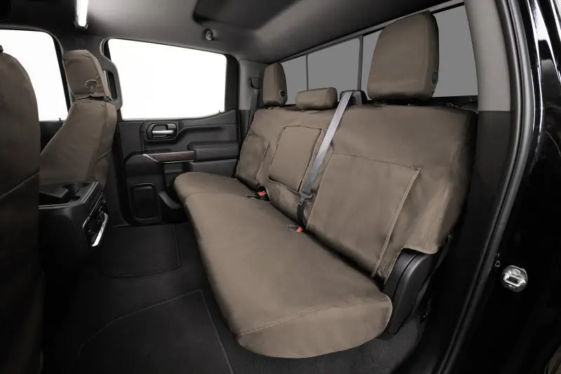 Covercraft Seatsaver Custom Front Row Seat Covers – Waterproof Polyester, Taupe, Fits 2019–2024 Dodge Ram 1