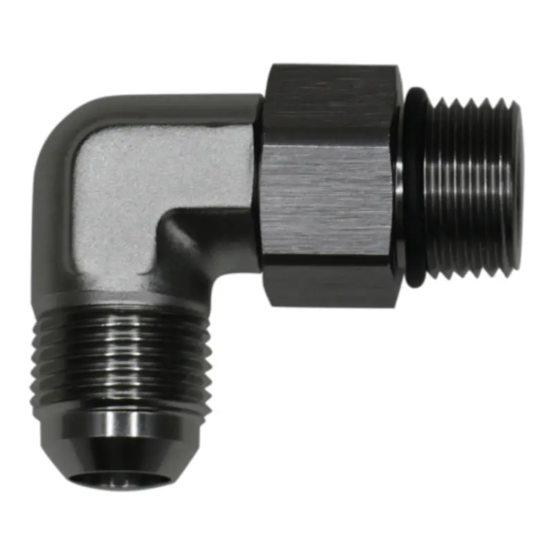 Deatschwerks 10An Orb Male Swivel To 10An Male Flare 90° Fitting – Titanium Anodized 1