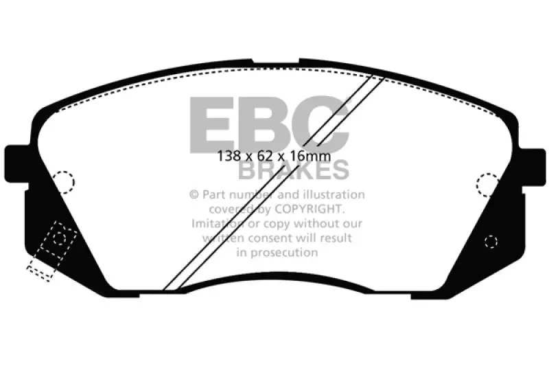 Ebc Greenstuff Front Brake Pads For 2015+ Hyundai Sonata 1.6T (Electronic Parking Brake Model) 1