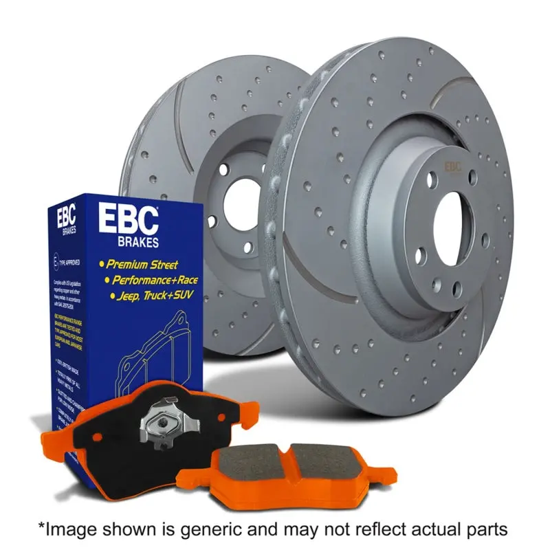 Ebc S8 Performance Brake Kit: Orangestuff Pads + Gd Slotted Rotors 1