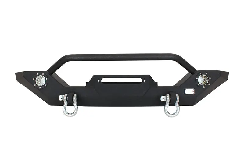 Fishbone Off-Road Black Textured Steel Front Bumper With Integrated Leds For 1987–2006 Jeep Wrangler Yj/Tj 1