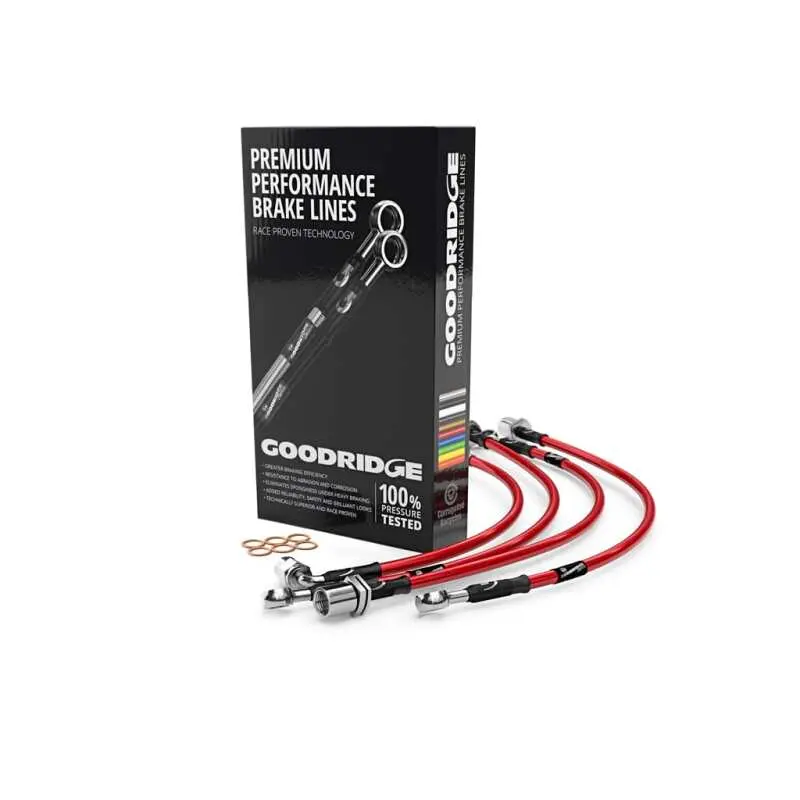 Goodridge Stainless Steel Brake Lines For Audi S4 – Red Anodized Fittings 1