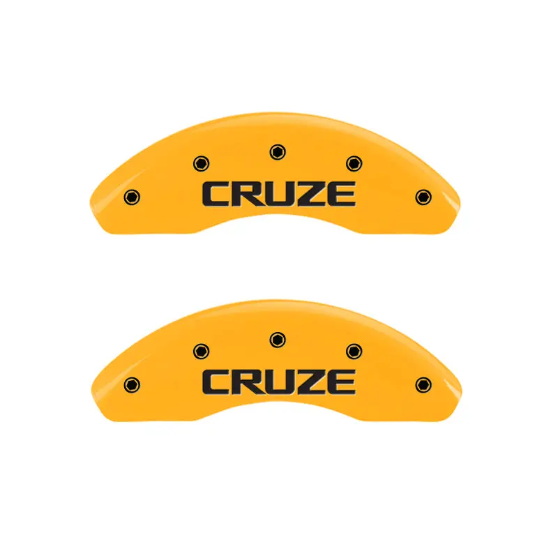 Mgp 4 Caliper Covers Engraved Front & Rear Cruze Yellow Finish Black Ch 1