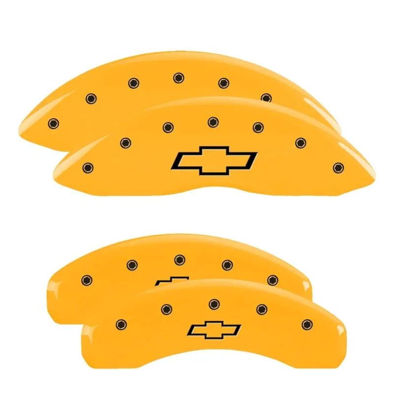 Mgp Engraved Bowtie-Themed Caliper Covers For Chevrolet Vehicles – Yellow Finish With Black Charcoal Trim 1