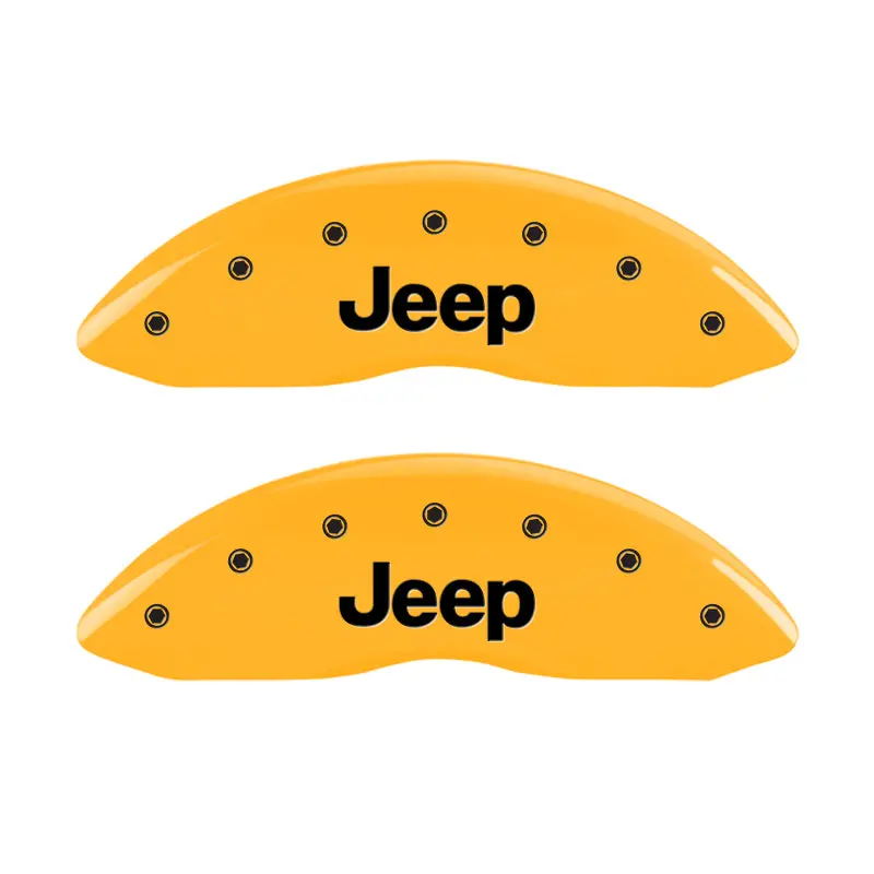 Mgp Engraved Front And Rear Brake Caliper Covers For 2004 Jeep Grand Cherokee – Yellow Finish With Black Charcoal Accents 1