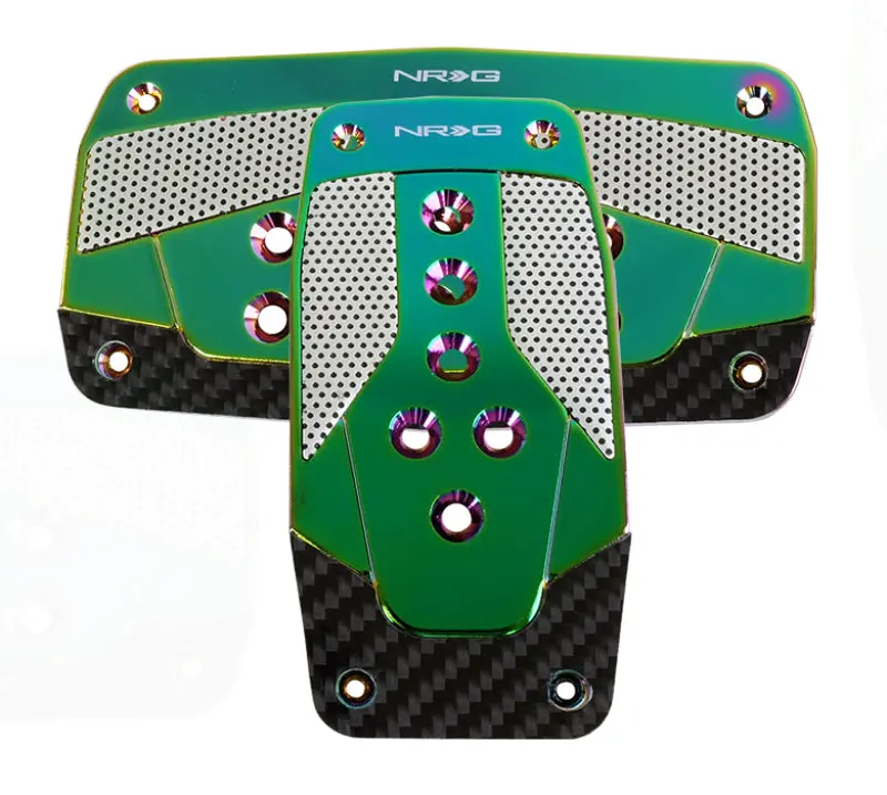 Nrg Sport-Style Aluminum Automatic Transmission Pedal Set – Silver Anodized With Neochrome Carbon Trim 1