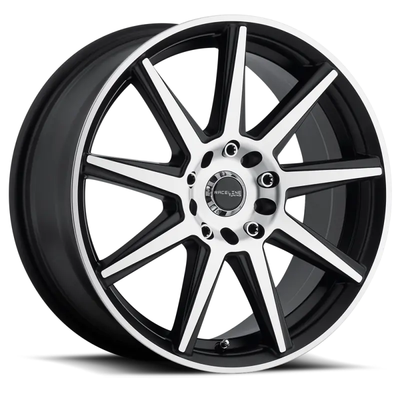 Raceline 144M Storm 16X7In / 5X112/5X120 Bp / 40Mm Offset / 74.1Mm Bore - Black & Machined Wheel 1